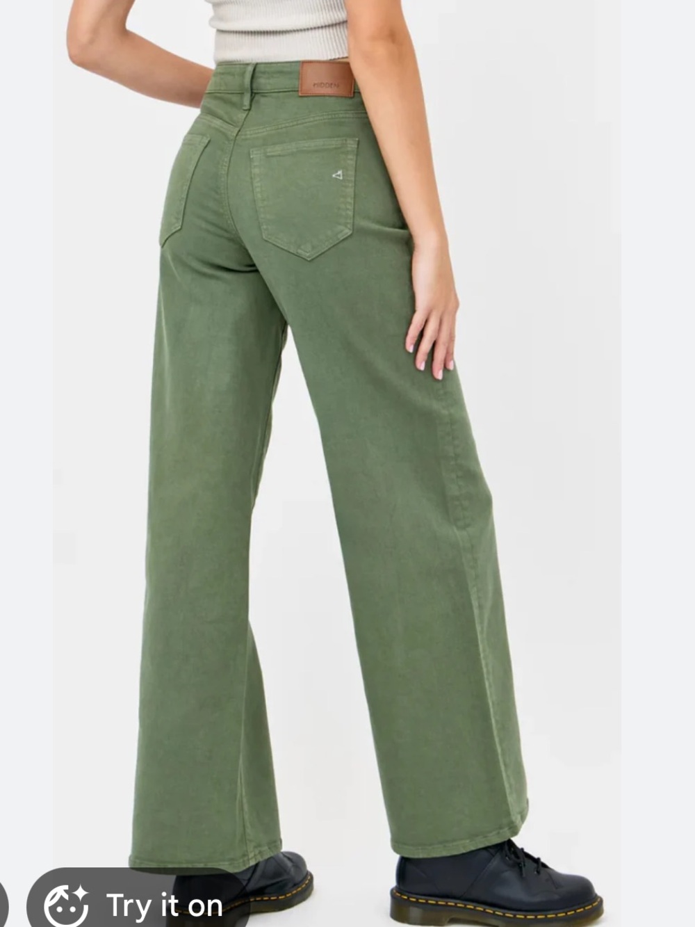 NWT Hidden Jeans Nori High-Rise Wide-Leg in Olive Green